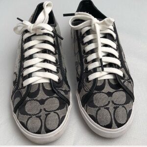 Coach Kameron black and off white signature C logo canvas sneakers